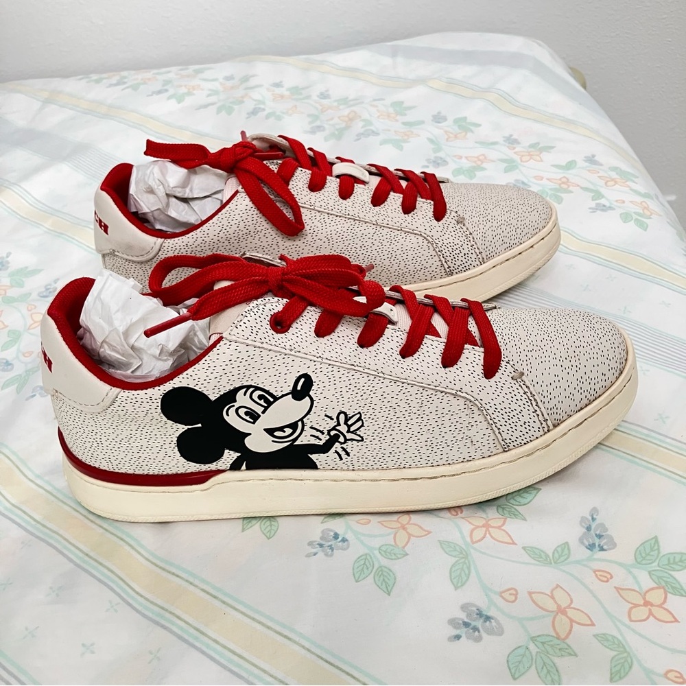 Coach x Keith Haring x Disney Mickey Mouse Leather Sneakers size 9 - Picture 2 of 6